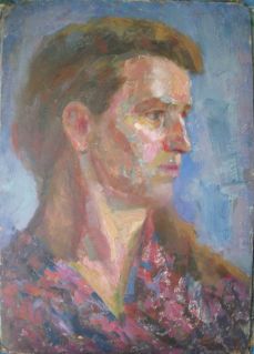Геденидзе Ной Нестерович. Портрет жены. 1960г.  картон/масло, 35х50см